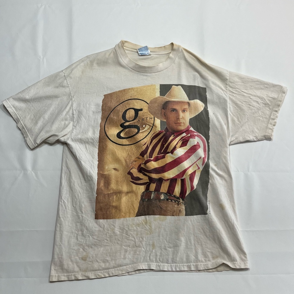 Vintage 1997 Garth Brooks Tour Promo‎ T Shirt Adult XL White (stained)
